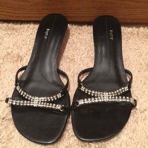 Apt.9 Flat dressy sandals shoes black sparkly 6.5